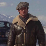 Sylvester Stallone Rocky IV jacket in distressed brown leather with shearling lining