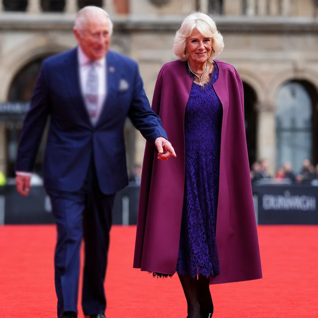 50th Anniversary Cape Queen Camilla Purple Coat