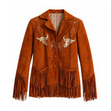 Aya Cash Brown Fringe Suede Jacket