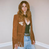 Aya Cash Brown Fringe Suede Jacket