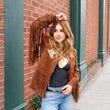 Aya Cash Brown Fringe Suede Jacket