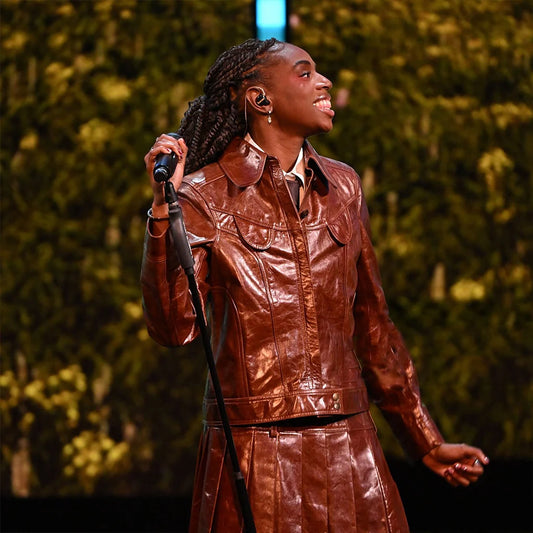 BAFTA Awards 2026 Cat Burns Brown Jacket