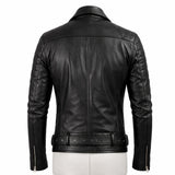 Men Quilted Black Leather Jacket