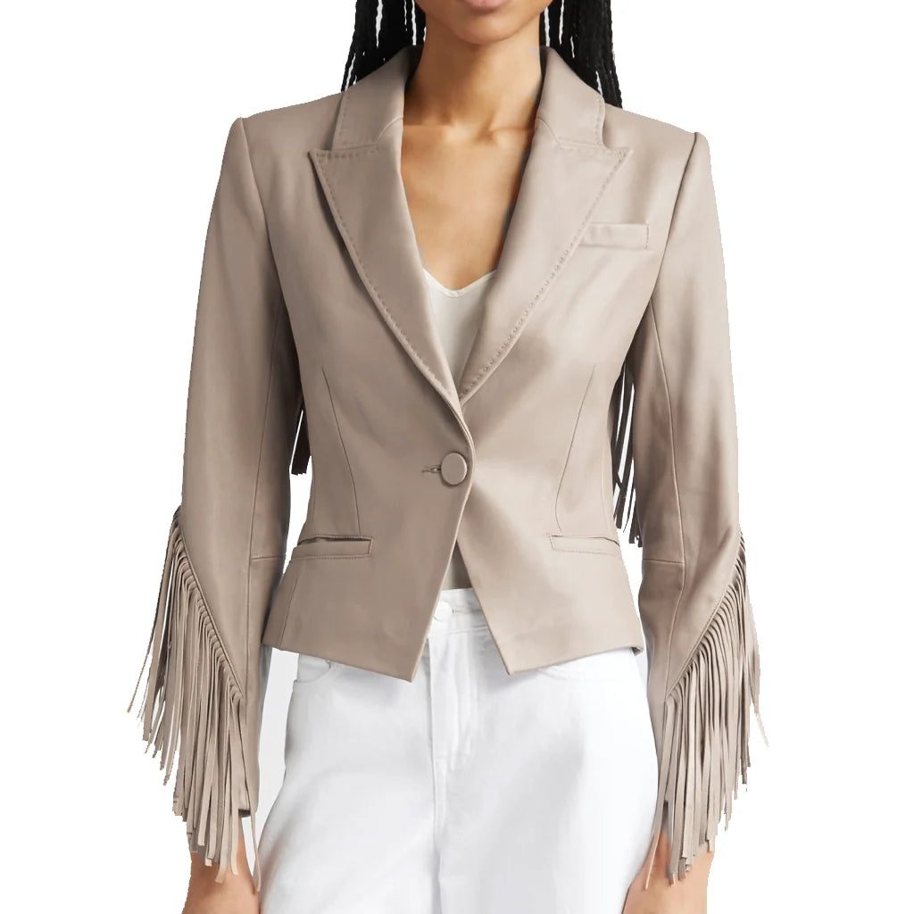 Calamigos Ranch Celebration Malin Akerman Leather Blazer