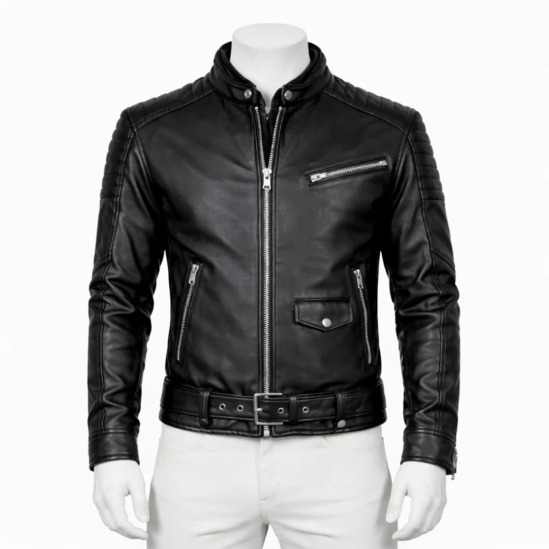 Classy Black Bomber Hooded Leather Jacket