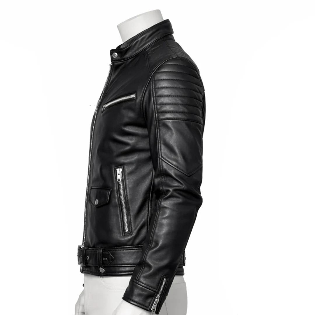 Classy Black Bomber Hooded Leather Jacket