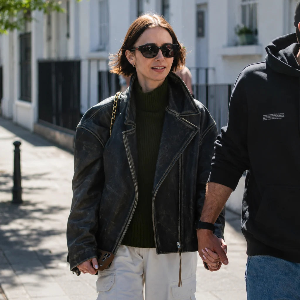 London Lily Collins Black Jacket