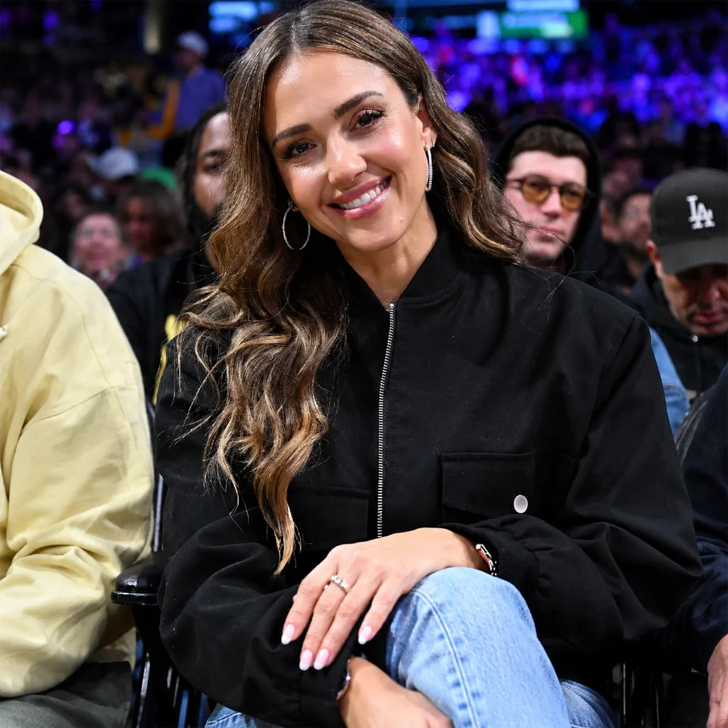 Los Angeles Lakers Game Jessica Alba Black Jacket