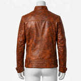 Men Distressed Brown Leather Jacket