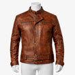 Men Distressed Brown Leather Jacket