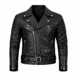 Men Quilted Black Leather Jacket