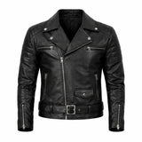 Men Quilted Black Leather Jacket
