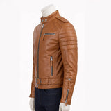 Mens Moto Biker Leather Jacket