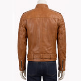Mens Moto Biker Leather Jacket