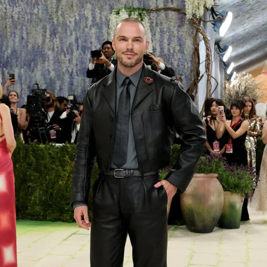 Met Gala Nicholas Hoult Leather Jacket