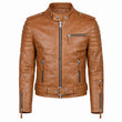 Mens Moto Biker Leather Jacket