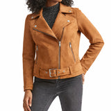 Motorcycle Brown Suede Leather jacket