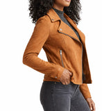 Motorcycle Brown Suede Leather jacket