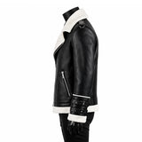 Motorcycle Shearling Black Leather Jacket