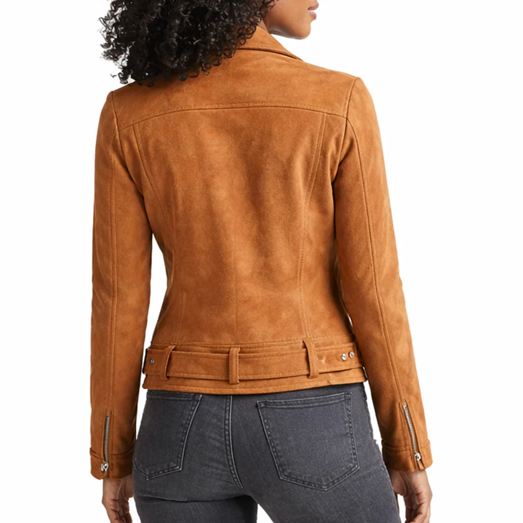 Motorcycle Brown Suede Leather jacket