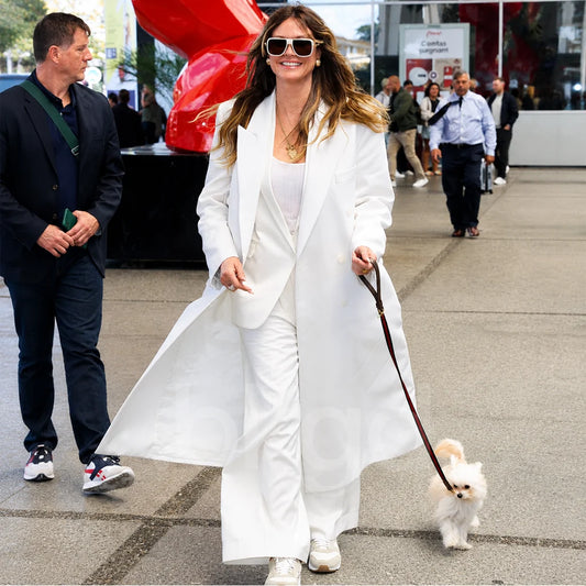 Nice Airport France Heidi Klum White Coat
