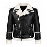 Motorcycle Shearling Black Leather Jacket