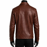 Shirt Style Brown Leather Jacket