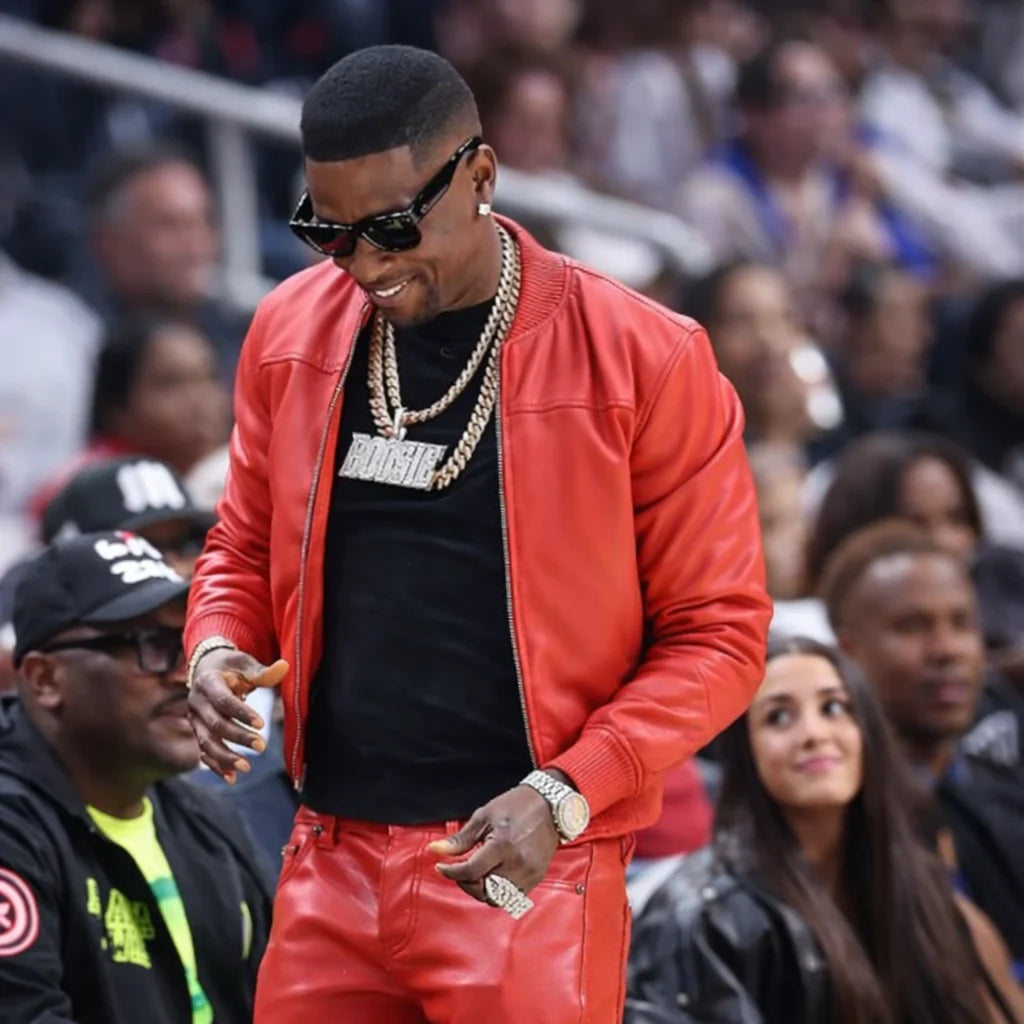 State Farm Arena 2026 Boosie Badazz Red Leather Jacket