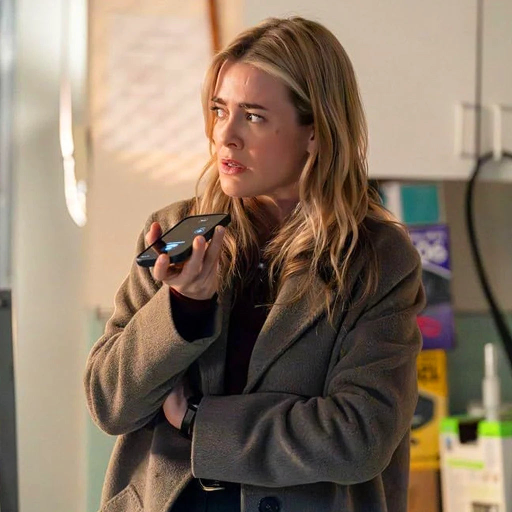 The Hunting Party Season 02 Melissa Roxburgh Brown Coat