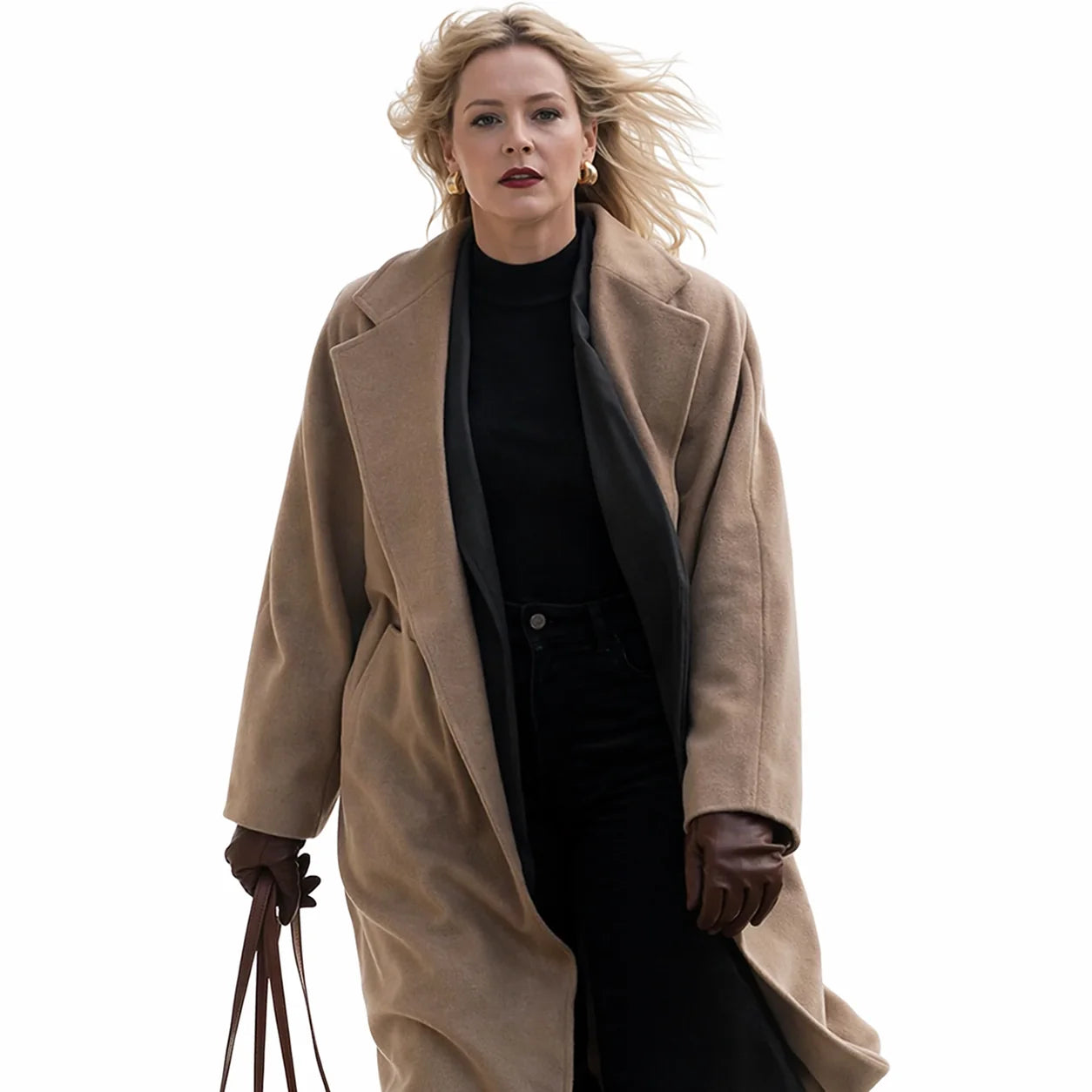 The Miniature Wife Elizabeth Banks Beige Coat