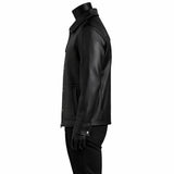 Vintage Shirt Style Black Leather Jacket