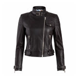 Women Biker Brown Leather Jacket