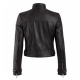 Women Biker Brown Leather Jacket