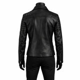 Women Racer Slim Fit Black Leather Jacket