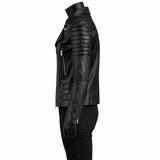 Women Racer Slim Fit Black Leather Jacket