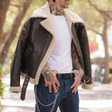 Sylvester Stallone Rocky IV jacket in distressed brown leather with shearling lining - view 2